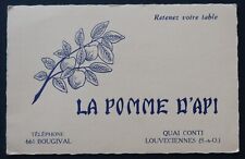 Carte de visite LA POMME D'API Louveciennes Quai Conti restaurant visit card
