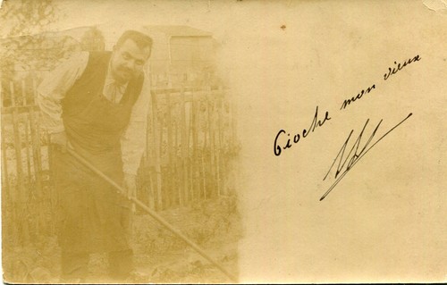Carte photo jardinier - photo, au
