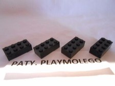 Lot de 4 briques Lego 2x4 de couleur noire ref.3001
