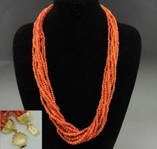 RARE COLLIER ANCIEN en Corail naturel 9 rangs fermoir en OR 18K poids 112Grs