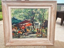 Maurice Legendre Paris Tableau Ancien Huile Toile Marché Aux Fleurs Des Ternes