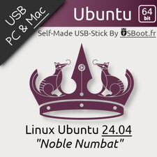 CLÉ USB LINUX UBUNTU 24.04 NOBLE NUMBAT CLEF BOOTABLE DRIVE LIVE & INSTALL
