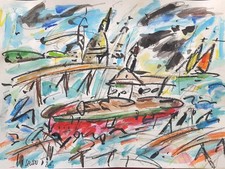 "La péniche", acrylique et