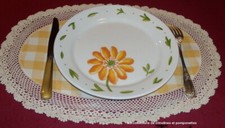 NAPPERONS SETS  MADRAS CARREAUX JAUNES TOUR  CROCHET   OVALES LOT DE 5