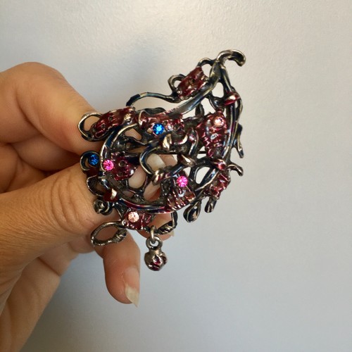 Broche émail strass - et,