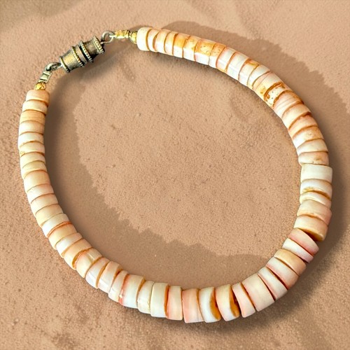 Puka shell heishi bracelet - puka,