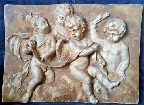 Bas relief plâtre anges - plâtre,