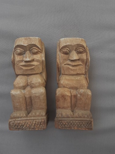 Couple tiki anciens - tiki, bois