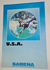 Sabena - U.S.A. Moisnard vers 1980 Affiche Originale Compagnie Aérienne Sport	