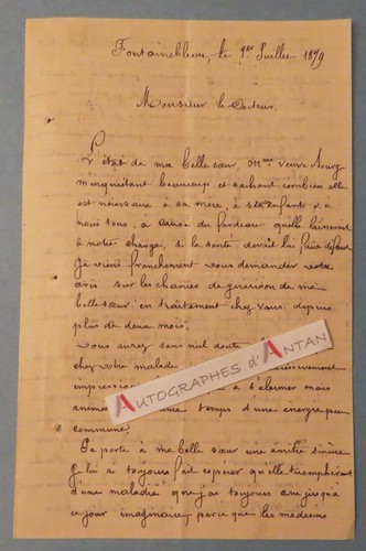 Fontainebleau 1879 lettre - ●,