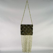 EMPORIO ARMANI Sac À Main En Velours À Franges Perlé Logo Olive Vert