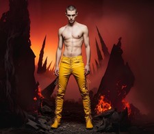 Pantalon en cuir à lacets