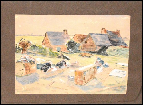 Aquarelle scène bretonne - -,