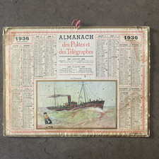 ALMANACH DES POSTES 1936  - CALENDRIER PTT - LE CHALUTIER - BATEAU À VAPEUR