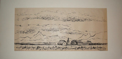 Dessin encre paysage - ,