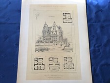 gravure ancienne - PARIS PLAGE     Villa bourgeoise