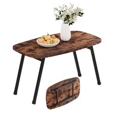 Table Basse Pliante Ovale pour Salon avec Pieds en métal Robustes, Marron