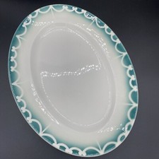 Plat De Service Ovale 36cm Vert Emeraude Digoin Sarreguemines Pochoir