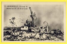 cpa Illustration MARSEILLE Bouches du Rhône COUP de MISTRAL sur ND de la GARDE 
