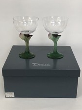 Sublime RARE 2 GRANDES COUPES A CHAMPAGNE CRISTAL et PATE DE VERRE signées DAUM