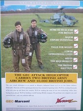 5/1995 PUB GEC MARCONI VENOM ATTACK HELICOPTER BRITISH ARMY ORIGINAL AD