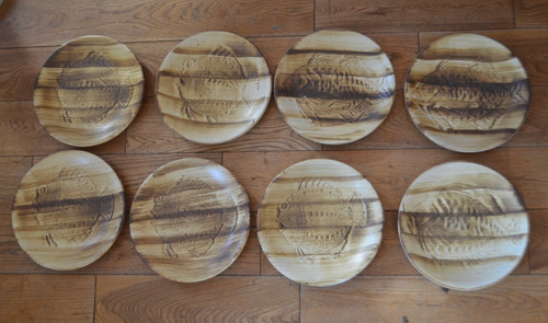 Lot huit assiettes poisson - lot,