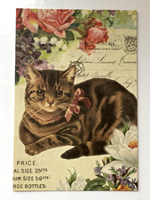 Carte Postale Chat Chaton Ruban Rose Paris Neuf Japon