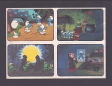 PEYO . 4 VIGNETTES AUTOCOLLANTES LES SCHTROUMPFS . FRIGECREME . 1982 . ( Z 52 )