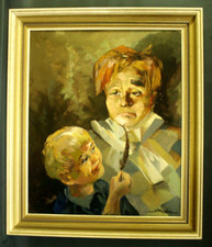 Tableau Wegly clown triste vers 1930 / 1950 Cirque