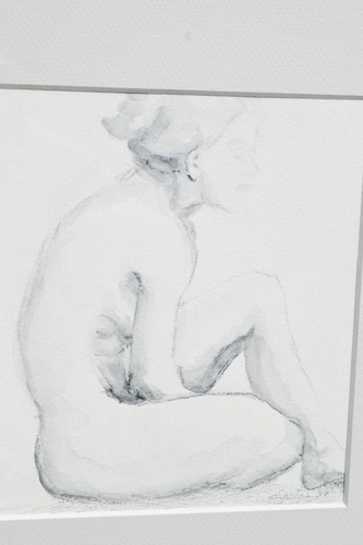 Aquarelle assis féminin - aquarelle,