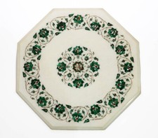 15 " Marbre Table Top Handmade Demi-Précieuses Pierres Floral Artistique