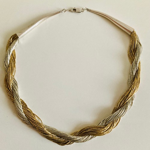 Collier torsade argent dore - collier,