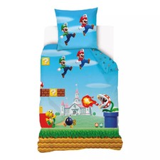 Parure lit Housse de couette réversible SUPER MARIO - 140x200cm - 100% coton 