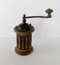 Ancien  moulin à café de forme cylindre en tôle peinte Peugeot Frères