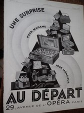 AU DEPART malle articles de voyage PARIS 16 publicité papier ILLUSTRATION 1928