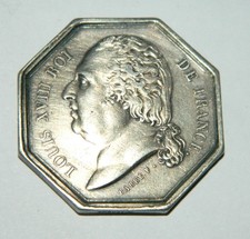 Jeton Louis XVIII 1818 Assurances Gles Paris en argent