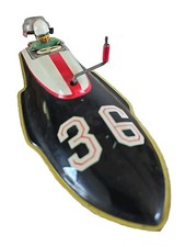 Ancien jouet Bateau Mécanique Tôle Manivelle Année 50