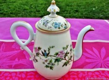 Théière ancienne en porcelaine Oiseaux et papillon 19ème siècle France Antique t