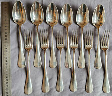 SFAM : 6 Couverts métal argenté Fourchettes & Cuillères modèle baguette fidélio