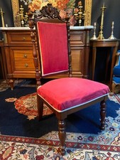 Chaise chauffeuse à haut dossier en acajou sculpté XIXe Napoléon III