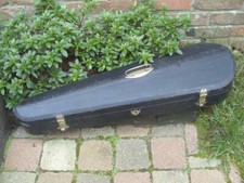 ANCIENNE BOITE EN BOIS NOIRCI POUR VIOLON 4/4 FORME CERCUEIL  19EME SIECLE ETUI