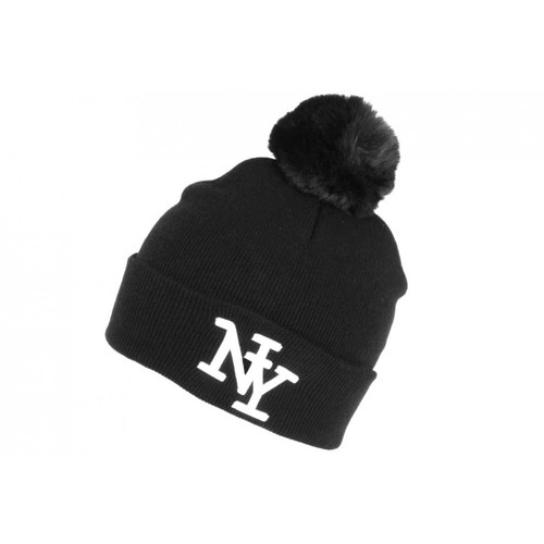 Bonnet pompon noir blanc - pompon, ny