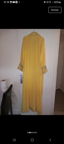 Caftan robe longue femme jaune