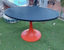 table basse vintage pied tulipe orange années 1970