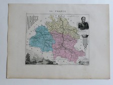 ARIÈGE Carte géographique A Vuillemin Atlas Migeon gravé Ch. Dyonnet CLAUSEL