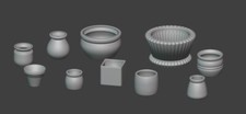Mini-pots en resine pour décoration ou diorama. Set de 10 pièces - Echelle HO