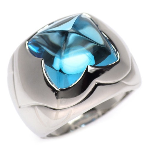 Bulgari k18wg blue topaz ring - k18wg,