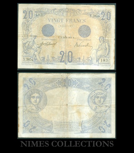 Billet de20 francs - bleu, date