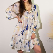 Evil Eye Dress – White, Blue