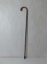 ancienne cane en bois tourné détail bague en étain